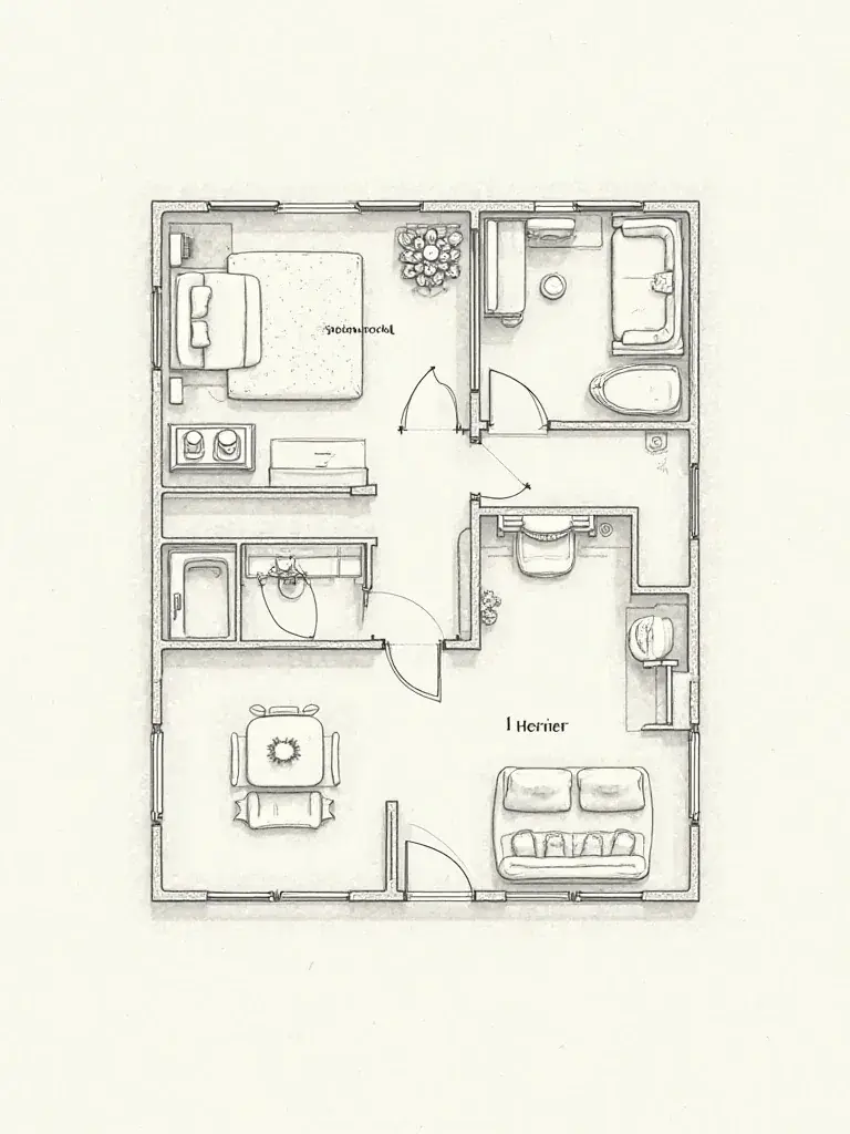 Plano de construcción de una casa de madera con entramado ligero